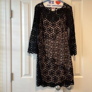 Lacey black cocktail dress with slip
